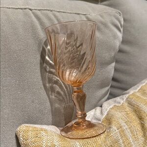 Arcoroc of France Rosaline Blush Pink Swirl Depression Glass Goblet tulip